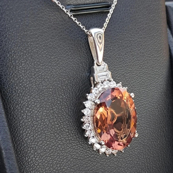 Autumn Alexite & Natural White Zircon Halo Pendant & Necklace - Picture 2 of 8